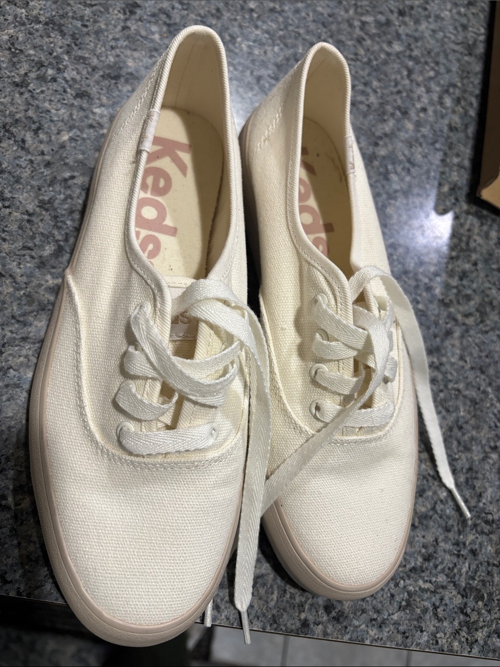 Keds Off-White Canvas Lace-Up Sneakers